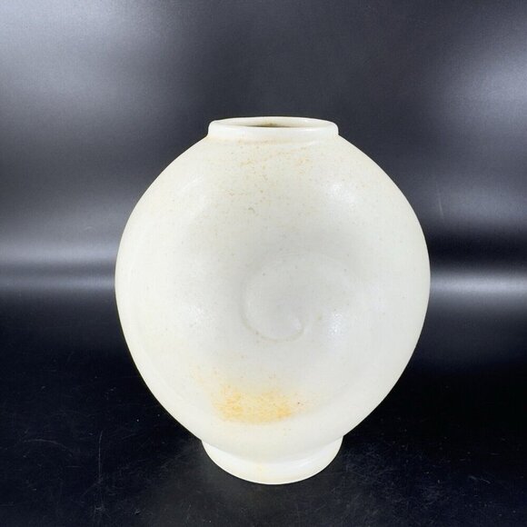 Vintage Hand Made Stoneware Pottery Vase Vessel Shell Swirl Pattern Hand Crafted - Picture 11 of 15